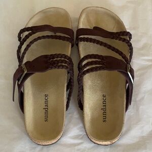 NIB Sundance Helena Braided Sandals, Burgundy\Purple, Euro Size 40, US Size 9